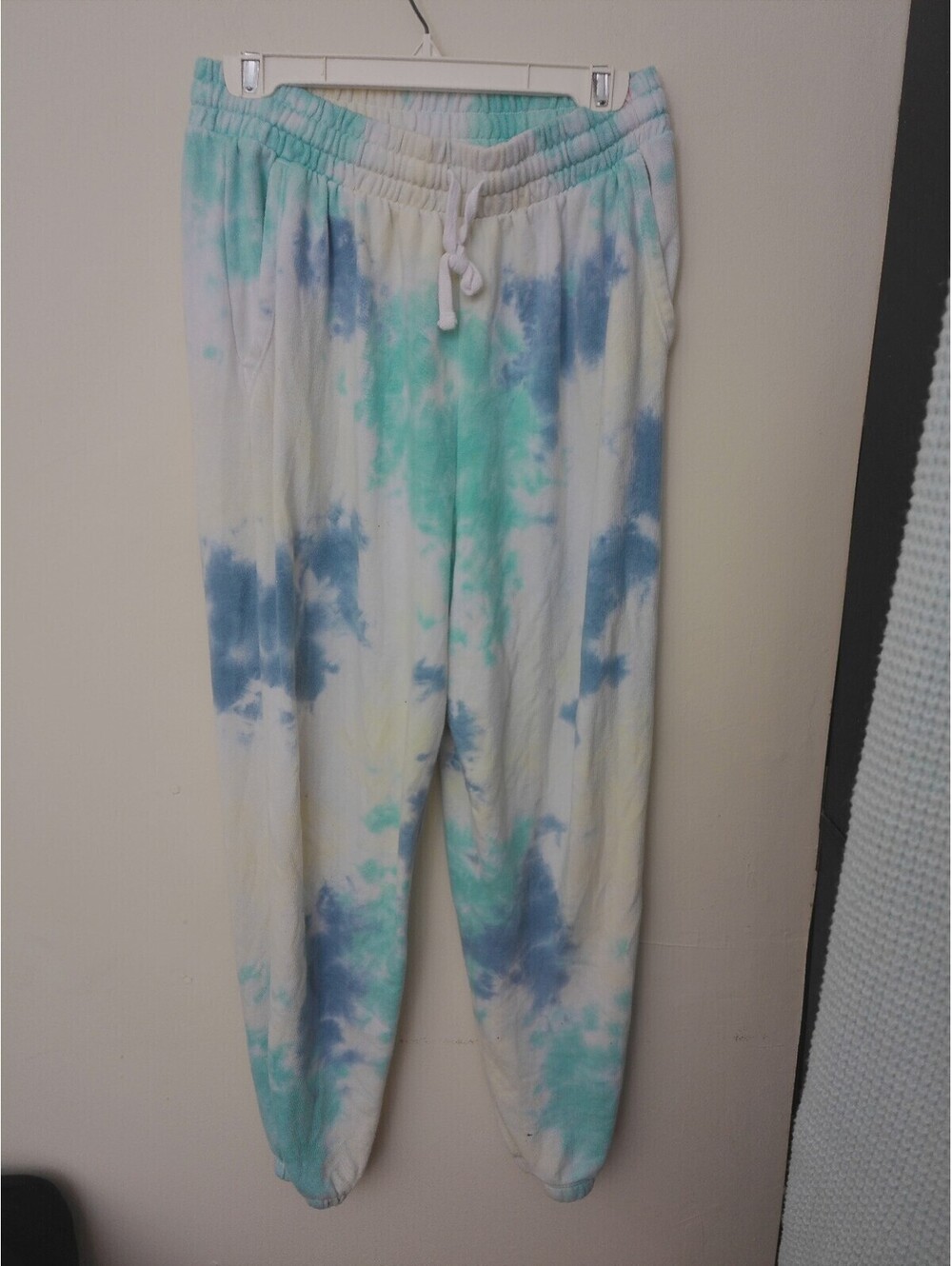 SO Womens Joggers Sweatpants Size L Tie Dye Blue Green Lounge Drawstring